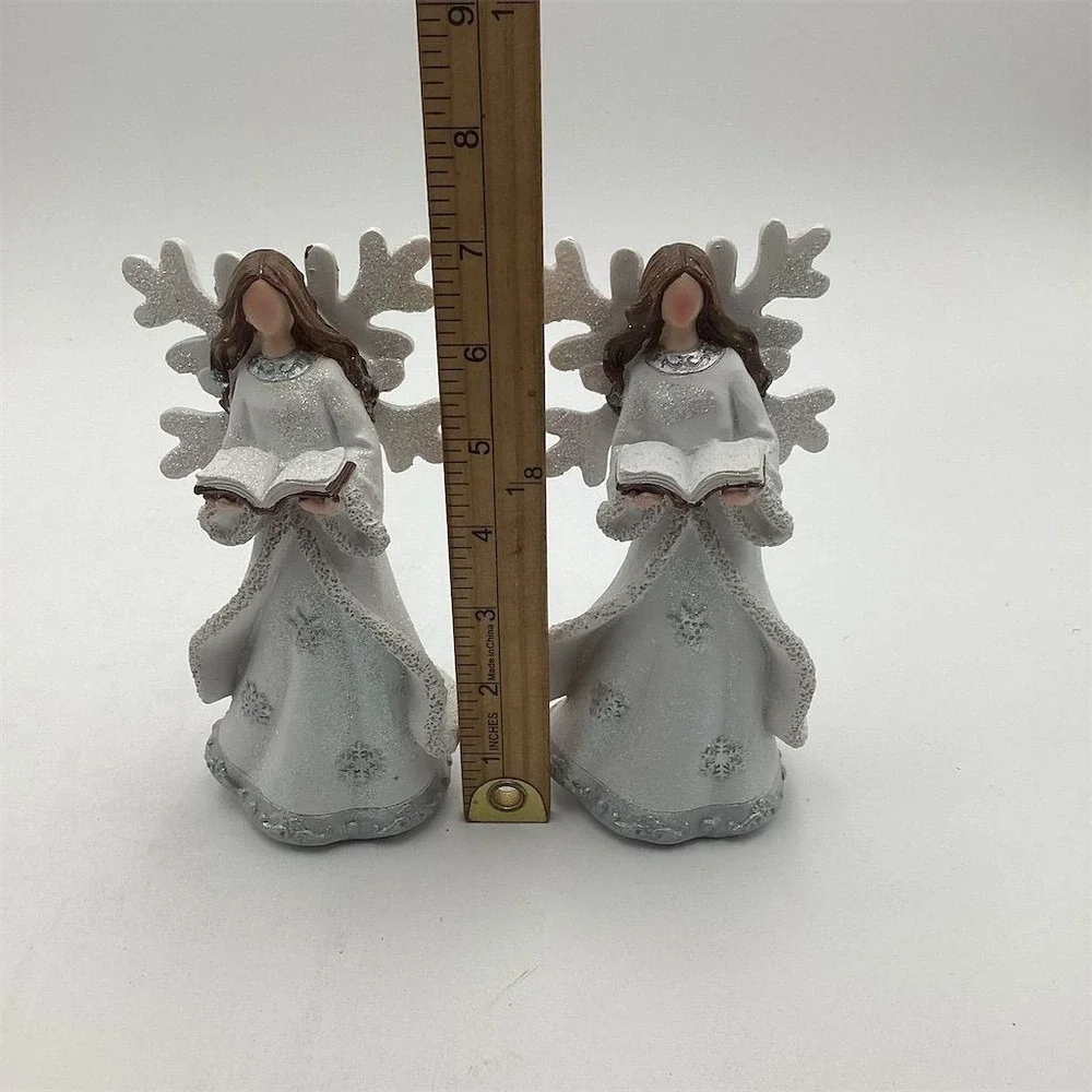 White & Silver Angel Figurine‎ Set Christmas Decor 9